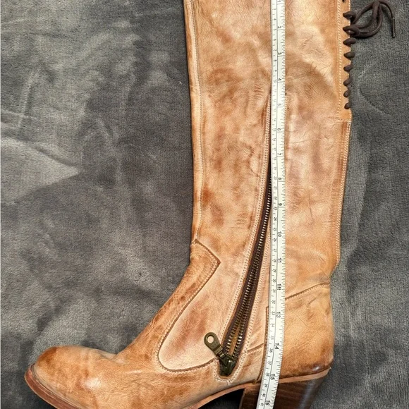 RARE Bed Stu Roan Lace Up Leather Knee-High Boots - Picture 6 of 7